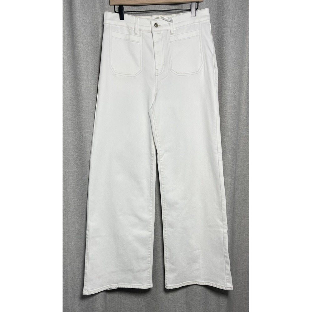 NWT FRAME Le Slim Palazzo Jeans 31 White High Rise Wide Leg Denim